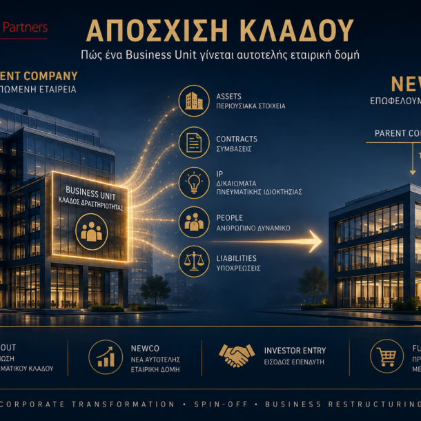 Απόσχιση κλάδου εταιρείας – μεταφορά αυτοτελούς business unit σε νέα εταιρεία με καθολική διαδοχή σύμφωνα με τον ν. 4601/2019